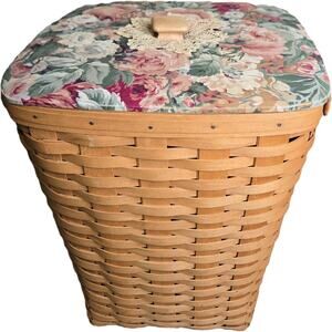 Longaberger Medium Waste Basket 16" tall with Lid ~ Laundry Hamper ~ 1993 Basket
